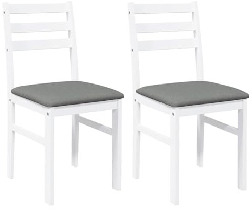 vidaXL Sillas de Comedor con Cojines 2uds Madera Maciza Blanco Caucho