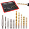 Toolwiz Lot de 14 extracteurs de vis Easy Out avec sac en toile, jeu d'embouts de forage à gauche et kit extracteur de boulons cassés pour enlever les vis, boulons, écrous