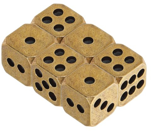 KONTONTY Messingwürfel Set 6 Stück 0.43In Metall Würfel Für Brettspiele Rollenspiele Party Spiele Zubehör Mit Abgerundeten Ecken Robustes Design