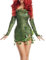 Disfraz de hiedra de hadas del bosque para mujer, disfraz de hiedra con lentejuelas, disfraz de Halloween con guantes (verde, S)