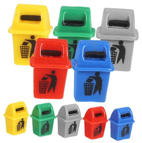 WEKAMOS 10 pièces Mini Poubelle de Tri Sélectif Résine DIY Accessoire Miniature pour Maison de Poupée Bac pour Décor de Micro-Paysage et Table de Éducative