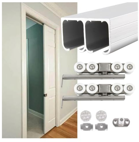 ERRULAN Porte coulissante Placard Kit de quincaillerie pour Porte coulissante de Grange, Rail Robuste pour Porte de Placard coulissante, Rails pour Portes escamotables(Single,300cm/120in/10ft)