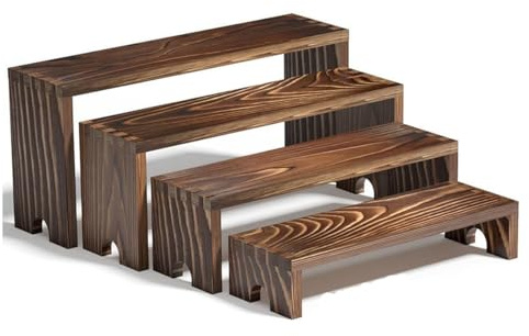 Aokyuo 4 Tier Display Ständer, Holz Regal Organizer Tortenständer für Cupcakes, Schreibtischständer Präsentationsständer für Figuren Buffets Desserts Nagellack Gewürz Kosmetik