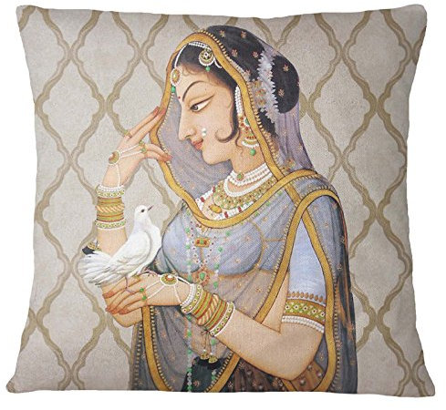 S4Sassy Home Decor Mughal Königin Print Mehrfarben Kissen Platz Sofa Kissenbezug -12 x 12 Zoll