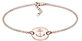 Elli Armband Damen Anker Plättchen Geo in 925 Sterling Silber Rosé vergoldet