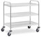 Royal Catering Servierwagen Küchenwagen RCSW-3R (3 Borde, Tragfähigkeit 150 kg, Tablettabstand 28 cm, Rammschutz, Rundrohr, Edelstahl)