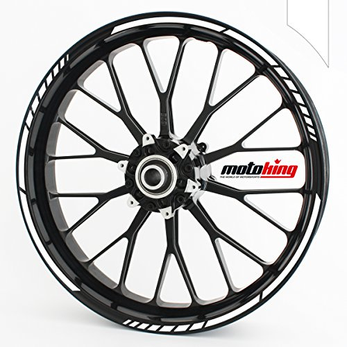 Felgenrandaufkleber im GP Design - Vorgekrümmt für 20 bis 24 - Felgenaufkleber - Für Motorrad, Auto & mehr - Farbe: Weiss Matt