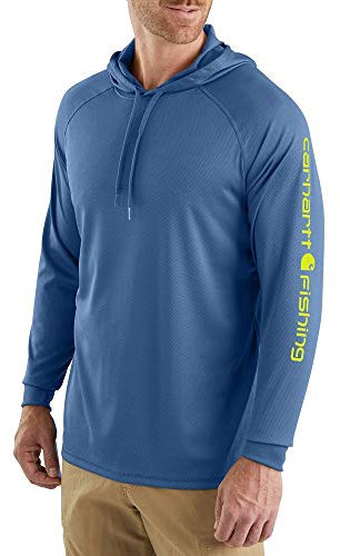 Carhartt Men's Force Fishing Graphic Long-Sleeve Hooded T-Shirt Sweatshirt, Federal Blue, M