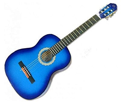 EKO GUITARS - CS-5 BLUE BURST, Chitarra Classica Serie Studio Scala 3/4, Top in Agathis, Fasce e Fondo in Tiglio Laminato, Manico in Mogano, Tastiera in Betulla, Colore Blue Burst