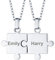 PROSTEEL personalisiert Puzzle Teil Anhänger Halskette für 2 anpassbare Name Gravur mit Edelstahl 55cm/2mm Rolokette Modeschmuck für Liebepaar Freundschaft