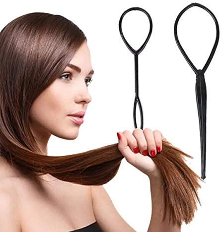 2er Set Hair Twister - Dutt oder Topsytail Styling in Sekunden - Frisurenhilfe Set inkl. Video Tutorial (Dunkelbraun)