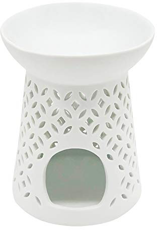 Duftlampe Nisha aus Keramik in weiß Feste Schale H:13,5 cm Ø 10,5 cm
