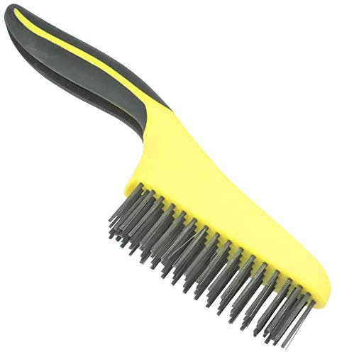 AERZETIX - Cepillo de alambre con 4 filas - Longitud 265mm - Pelos de Acero - Raspador manual - Mango de plástico bimaterial - Herramienta para limpiar/decapado/lijar/soldar/óxido/abrasivo - C45951