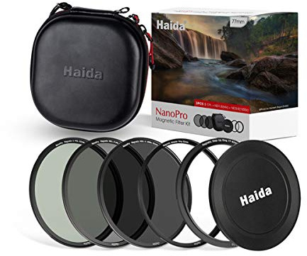 HAIDA Ultra Slim NanoPro MC Magnetic Set für 72mm / 77mm Filterdurchmesser - ND64x, ND1000x, Polfilter, Magnet Cap und Filtertasche