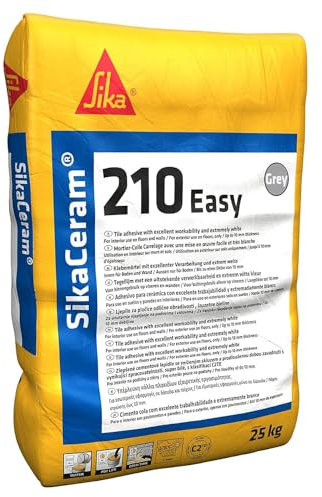 Sika - SikaCeram-210 Easy, Grigio - Colla per piastrelle di formato piccolo e medio - Facile applicazione a parete e pavimento - 25kg