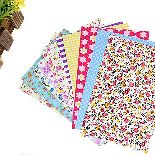 Selbstklebende Baumwollstoff Patchwork Deko-Stoff Dekorative Tape Aufkleber für DIY Scrapbooking Kleinen Handgemachten,Flicken zum Aufbügeln,Stoffe Reparatursatz Set,10 Zufälliges Muster 15 x 10cm
