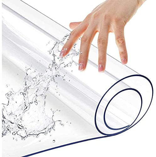Nappe Transparente Tapis de Bureau, PVC Sous-main transparent Imperméable Anti-huile Surface Lisse, Tapis d'écriture pour Bureau Maison ordinateur (Color:1mm,Size:80x160cm)