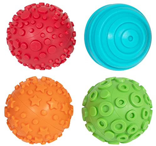 READY 2 LEARN texturierte Farb- und Knetkugeln - 4er-Set - ab 2 Jahren - Sensorisches Zappelspielzeug für Kleinkinder - Strukturen und Muster