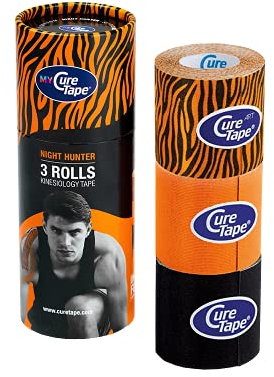 CureTape® 3 rollen Kinesiotapes (5cm x 2,5m) | Wasserfestes & Elastisches Kinesiologie Tape | Latexfreies Kinesiotape | Night Hunter