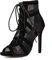 Stivali da Ballo Latino per Ragazze e Donne - Scarpe da Ballo Sportive Indoor Professionali con Tacco Alto 10 cm, Nero, 40 EU