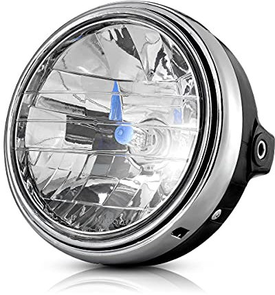 TUINCYN Motorrad Halogen Scheinwerfer Birne H4 Glühbirne 12V 7,87 Runder Chrom Retro Scheinwerfer Vorbeifahrlicht Nebelscheinwerfer Zusatz Motorrad Projektor Fahrlampe 35/35W P43T(1 PCS)