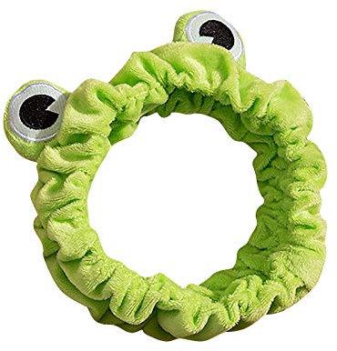 Wossei Kuschelig Haarband Damen Schminken - Stirnband mit Ohren Geweih - Haarreifen Samt Stirnband zum Schminken (A - Frosch)