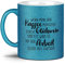 Glitzertasse mit Spruch - Kaffee durch Glühwein ersetzen - Weihnachts-Tasse, Weihnachts Geschenk Familie, Freunde, Glitter, Weihnachten - Hochwertige Keramik, Blau, 300 ml