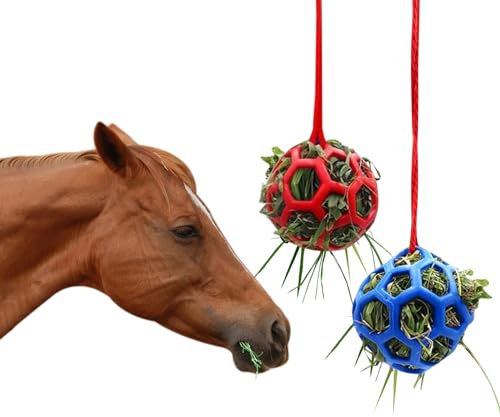 𝟐 𝐏𝐀𝐂𝐊 Horse Treat Ball Hay Feeder Holder Hanging Slow Feeding Toy with 150cm Rope Horse Ball Feeder Bag Stable Field Box Rest Toys for Goat Sheep Horse Paddock Rest Relieve Stress