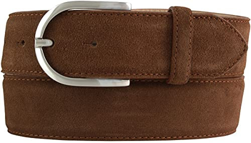BELTINGER Damen-Gürtel aus Veloursleder 4 cm | Wildleder-Gürtel Mit Runder Schnalle | Tabac 85cm 40mm
