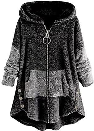 Donna Felpa con Cappuccio Gatto Maglioncino Peloso Felpone Pile Colorblock Hoodie Pullover Casual Manica Lunga Moda Maglione Oversize Invernale Sweatshirt