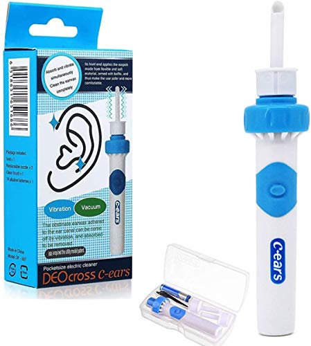 Nettoyant Oreille,Aspirateur d'oreille électrique, Nettoyeur Oreilles, Kit d'enlèvement de cire d'oreille, Q Grips avec 2 Embouts de Remplacement Lavables pour Tous les Familles