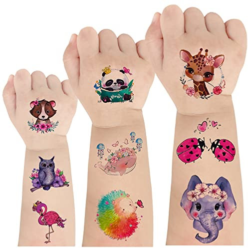 Tiere Tattoo Kinder 10 Blätter Groß Süße Mix Tiere Kinder Tattoo, Geburtstag Party Tattoo für Mädchen Jungen, Temporäre Tattoos Kinder, Hautfreundlich Tattoo Aufkleber Kinder, Geschenke für Kinder