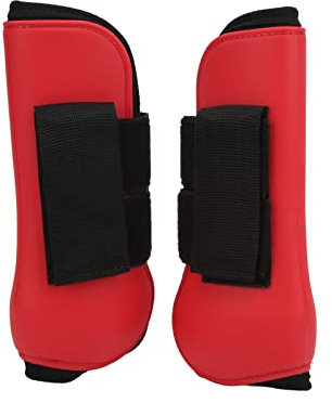 Gamaschen mit Schlagschutz, 2-er Set Pferde-Sportstiefel, Neopren Pferdesehne Bandage, Gamaschen Für Höchste Sicherheit Beim Transport, Reitausrüstung für Springen, Reiten,(M-Rote Vorderbeine)