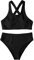 GORGLITTER Damen Bikini Sets U-Ausschnitt Über Kreuz Bikinitop Tanga High Waist Bademode Zweiteiliger Swimsuits Schwarz M