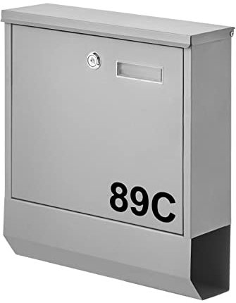 AMARE Briefkasten Briefbox Standard Mailbox 33,5 x 30,5 x 9,6 cm - Postkasten in Silber