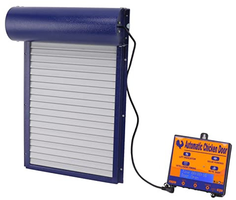 Automatische Hühnertür, Hühnerstalltür, Programmierbarer Automatischer Hühnerhaus-Türöffner, 3 Modi, Hühnerklappe, Lichtsensor, Timing-Fernbedienung für Bauerngeflügel (Blau)
