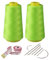 Set di 2 bobine di filo da cucito in poliestere verde fluorescente, 3000 m, 40 s/2 fili di collegamento multiuso per macchine da cucire e riparazioni manuali