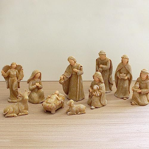Duqulle Krippenfiguren-Set, 10 Krippenfiguren-Set, Krippe, Krippenstatue, Harz, Traditionelle Krippenstatue, Jesus-Geburtsornament, Feiertags-Krippen-Jesus-Statuetten Aus Harz, Dekoration