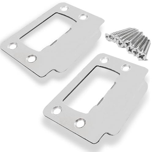 2-1/4 by 1-3/4 Door Latch Restorer Strike Plate for Doors, 2 PCS Universal Door Lock Hardware with Foul 1 Long Screws (Satin Nickel)