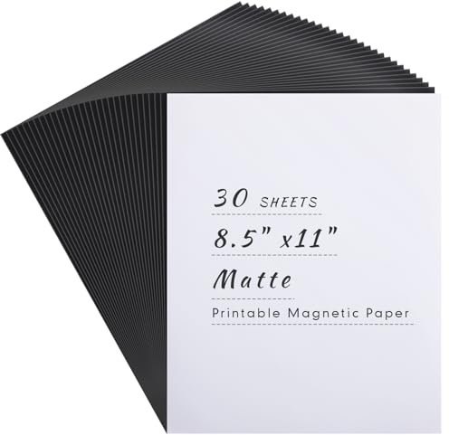 Harloon 30 Blatt 8,5 x 11 Zoll Magnetblätter Weiß Magnetpapier Foto und Bild Magnetpapier 0,33 mm dick magnetisches Druckerpapier bedruckbares magnetisches Vinylblatt Tintenstrahldruckerpapier (Matt)