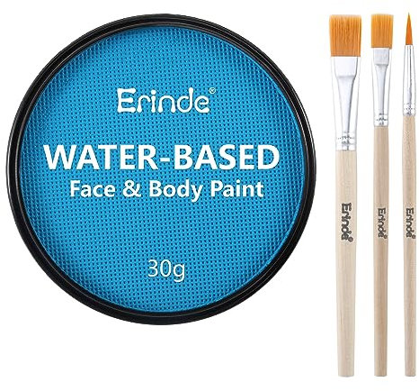 Blue Face Paint Palette, Water Based Face & Body Paint, Cream Makeup Palette With Makeup Brushes, Non-Toxic, Blendable, Highly Pigmented, Facepaint for Fancy Ball, Parties, Club, Night-Out, 30g