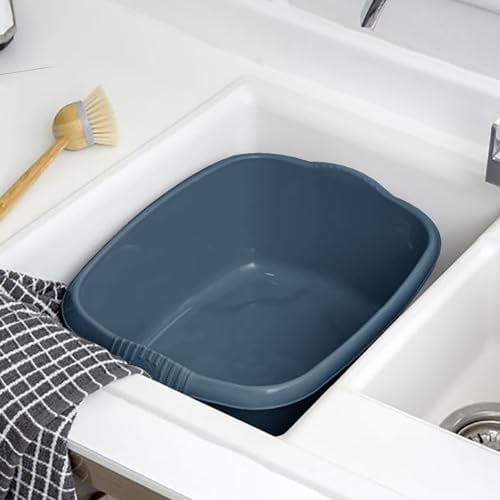 TENLITE Plastic Rectangular Washing Up Bowl/Large Dish Drainer/Large Cutlery Tray for Kitchen Regular use (Washing up Bowl, Navy)