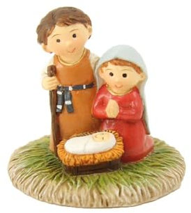 FADEDA Hlg. Familie, Krippenblock/Höhe:4 cm/handbemalt/detailgetreue Krippen Figuren - Weihnachten Tisch Dekoration Krippe Zubehör