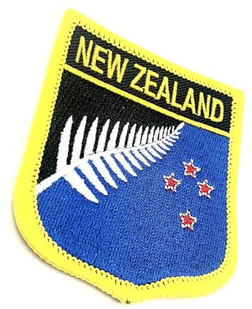 Aufnäher Neuseeland Schwarz Silber Farn Ozeanien Flagge zum Aufbügeln bestickter Stoff zum Aufnähen auf Patch 1 Stück