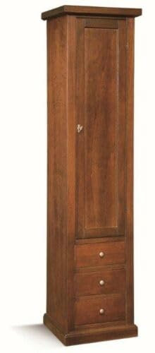 Mar.c.a. Design - Vitrine colonne en bois de peuplier noyer foncé avec 1 porte et 5 compartiments - Meuble de rangement salon, Arte Povera Made in Italy - Dimensions 45 x 41 x 187 h