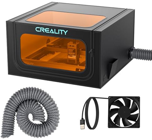Creality Aufgewertet Lasergravierer Gehäuse Pro, Faltbare Laser Gehäuse mit Abluftventilator und Rohr, Feuerfest,Augenschutz,Gegen Rauch,Lärm,für xTool, Creality Lasergravurmaschine,720x720x400mm