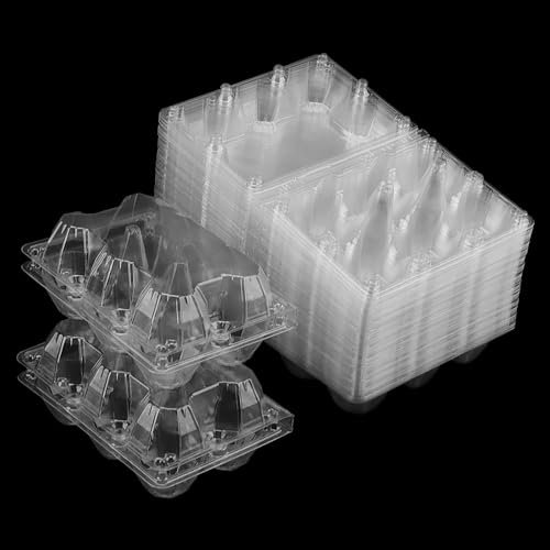 LEXININ 100 Cajas de Huevos de plástico, Cajas de Huevos Transparentes con Capacidad para 6 Huevos, Caja de Huevos de plástico para exhibición de Mercado doméstico
