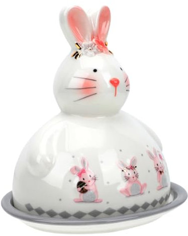 OUNONA Rabbit Dessert Plate Ceramic Butter Dish Adorable Storage Plate Party Tableware