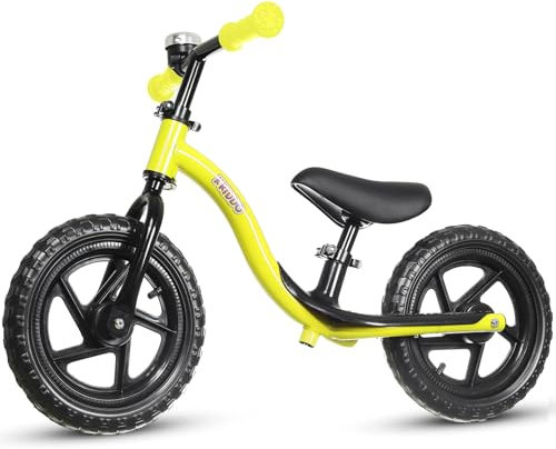 KRIDDO Kinder Laufrad ab 2 Jahre, Lauflernrad ab 18 Monaten bis 5 Jahren, interaktives Balance-Fahrrad mit Fußstütze und Lenker, Geschenk für Jungen und Mädchen zum Geburtstag, Baby Spielzeug, Gelb