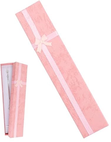 FEXPDL Rectangle Jewellery Gift Boxes, Small Bracelet Gift Box Women Necklace Case Chain Box Long Gift Box for Wedding Birthday Valentine's Day Christmas (Pink)